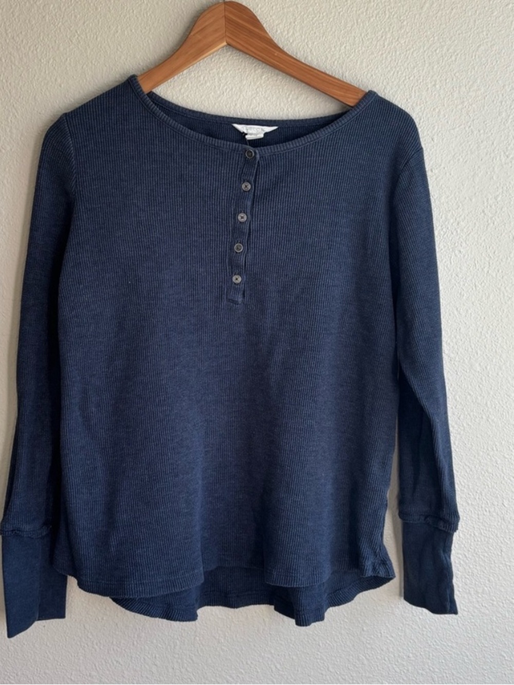 Navy Long-Sleeve Henley Top